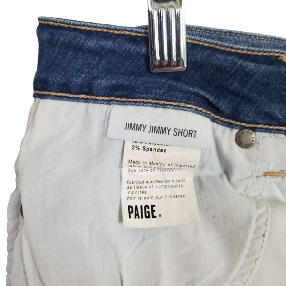 Paige Size 29 Shorts Jimmie Jimmie Denim Stretch Denim Jean 3" Medium Wash - Picture 5 of 11